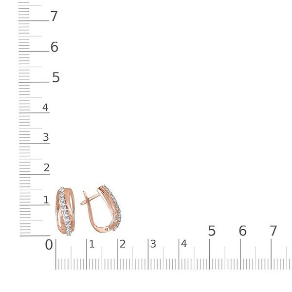 Серьги из красного золота с 20 фианитами