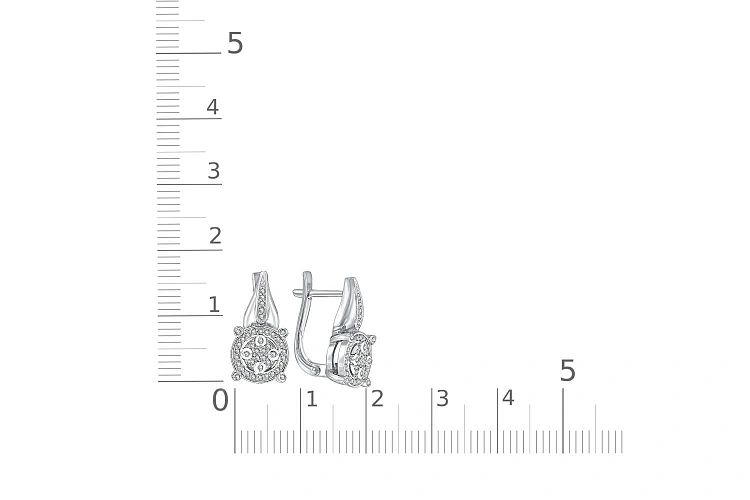 Серьги из белого золота с 86 фианитами