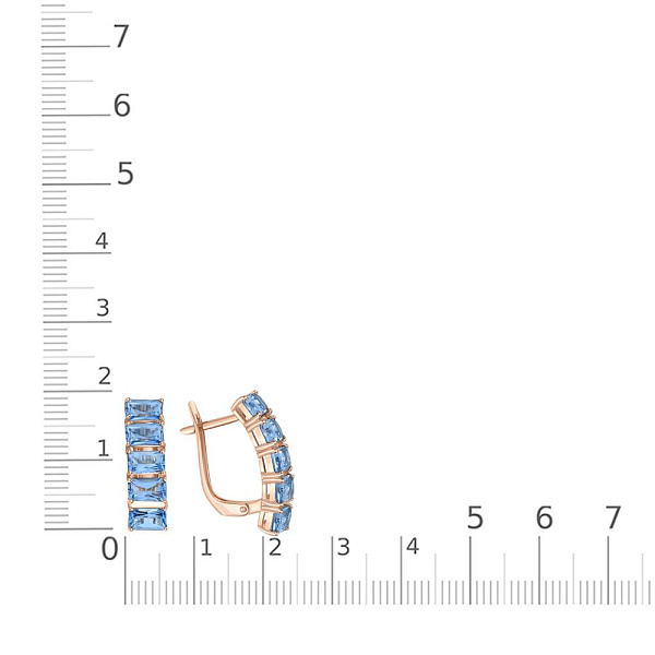 Серьги из красного золота с 10 топазами swiss