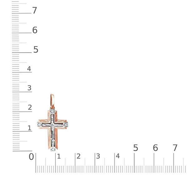 Крест из красного золота с 4 бриллиантами
