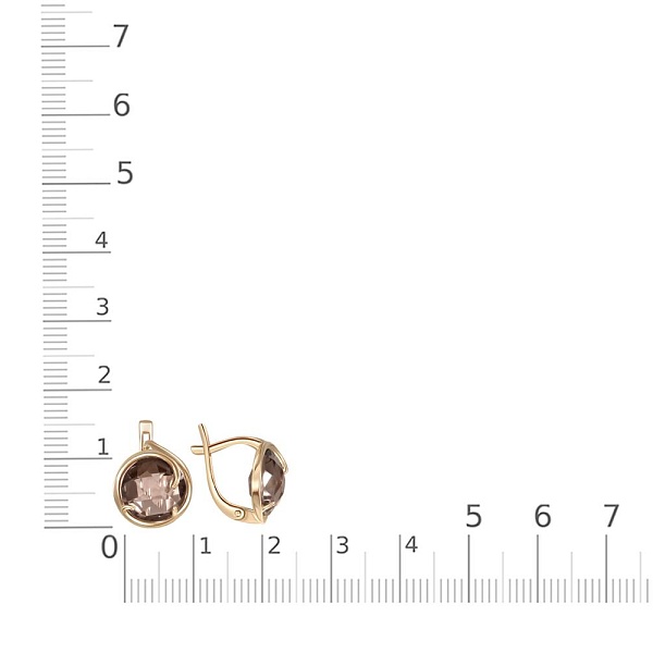 Серьги из жёлтого золота с 2 раухтопазами