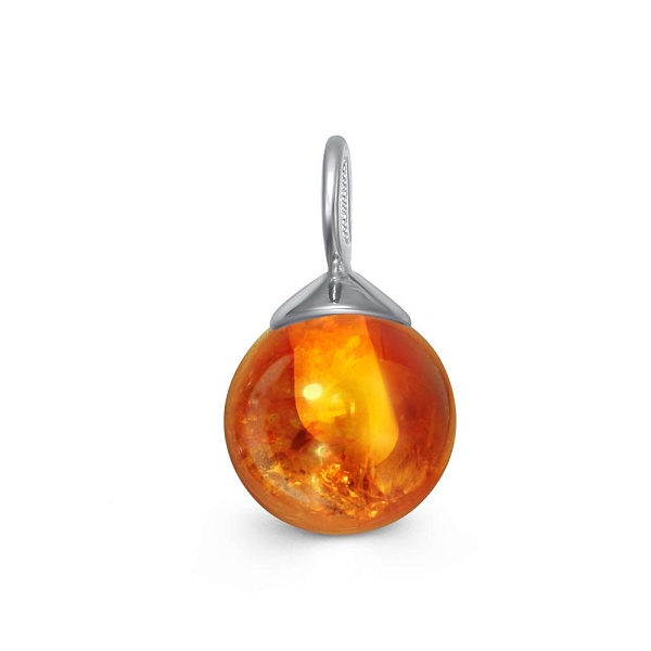 Подвеска серёг-трансформеров из белого золота с янтарём