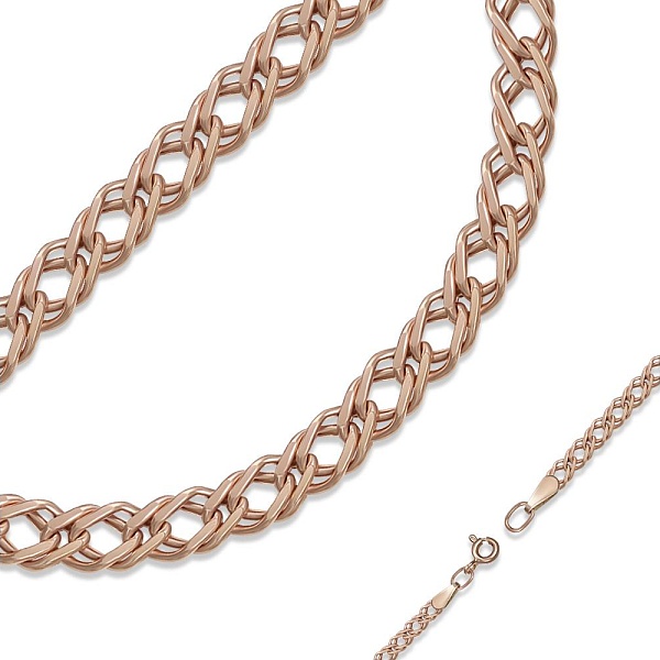 Цепь плетение двойной ромб ⌀ нити 0,60 мм  из красного золота