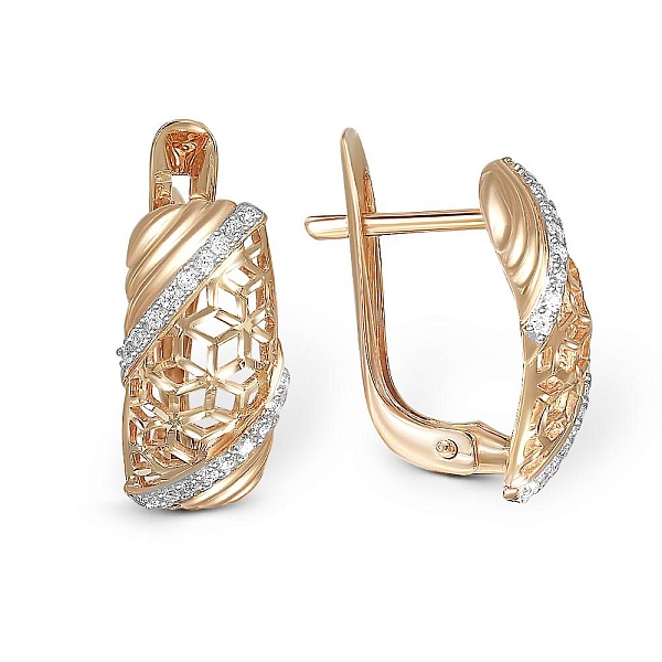 Серьги из красного золота с 648 фианитами