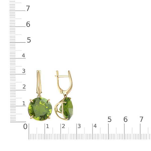 Серьги из жёлтого золота с 2 ситаллами