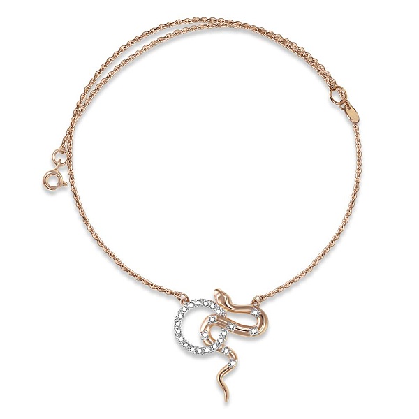 Колье Змея из красного золота с 24 фианитами