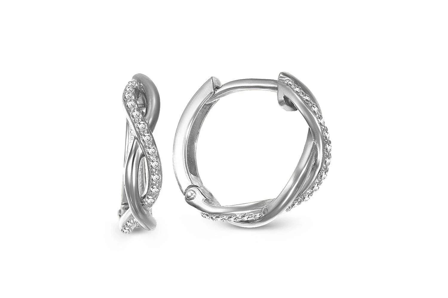 Серьги из белого золота с 32 фианитами