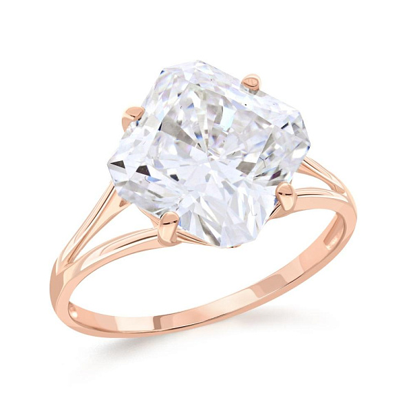 Кольцо из красного золота с фианитом