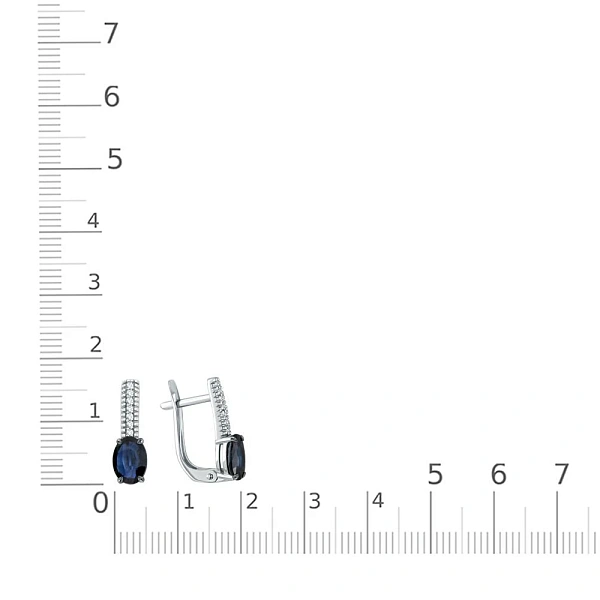 Серьги из белого золота с 2 сапфирами и 14 бриллиантами