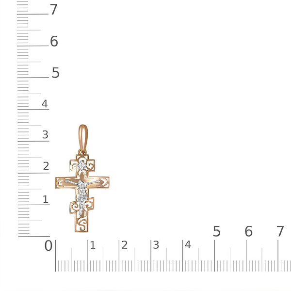 Крест из красного золота с бриллиантом