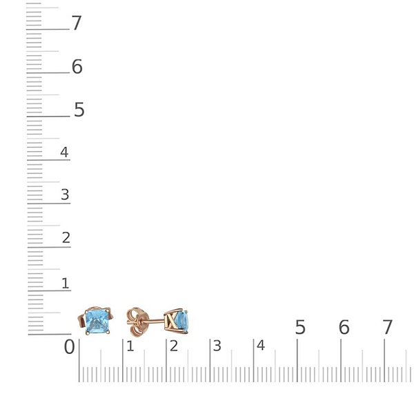 Серьги-пусеты из красного золота с 2 топазами swiss