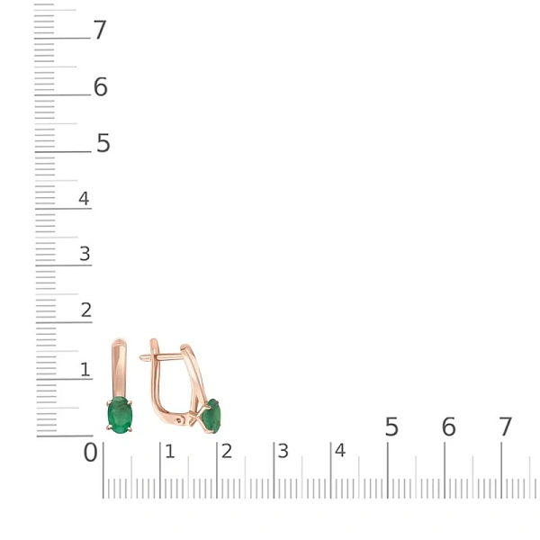 Серьги из красного золота с 2 изумрудами