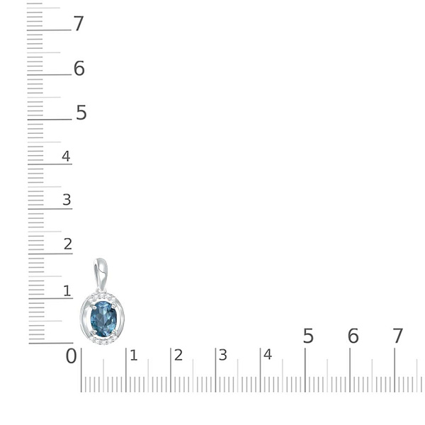 Подвеска из белого золота с топазом лондон и 10 фианитами