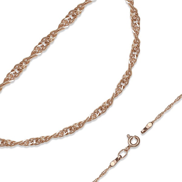 Цепь плетение сингапур ⌀ нити 0,25 мм  из красного золота