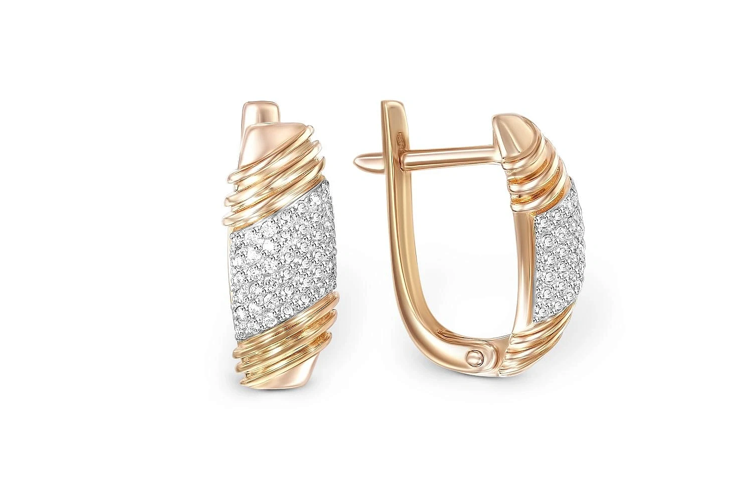 Серьги из красного золота с 84 фианитами