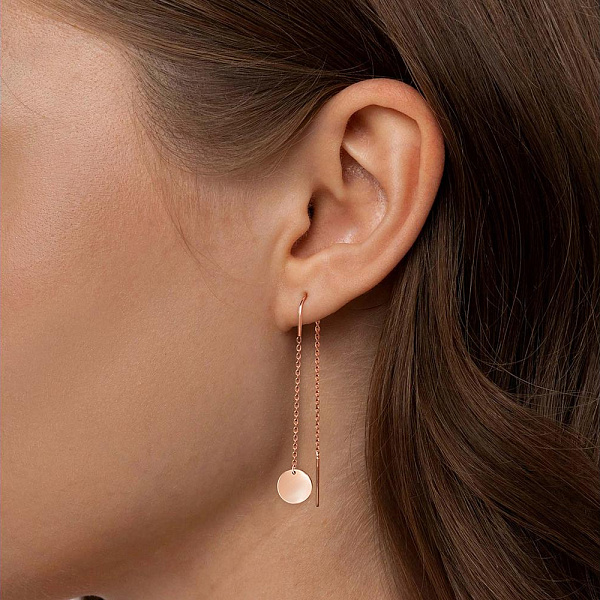 Серьги-продёвки из красного золота без вставок