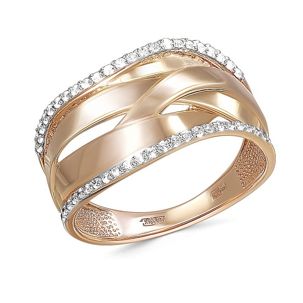 Кольцо Дорожка из красного золота с 46 фианитами