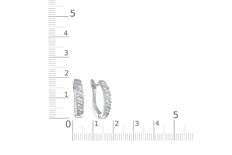 Серьги из белого золота с 30 фианитами