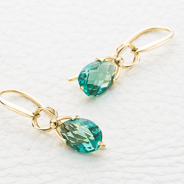 Серьги из жёлтого золота с 2 кварцами