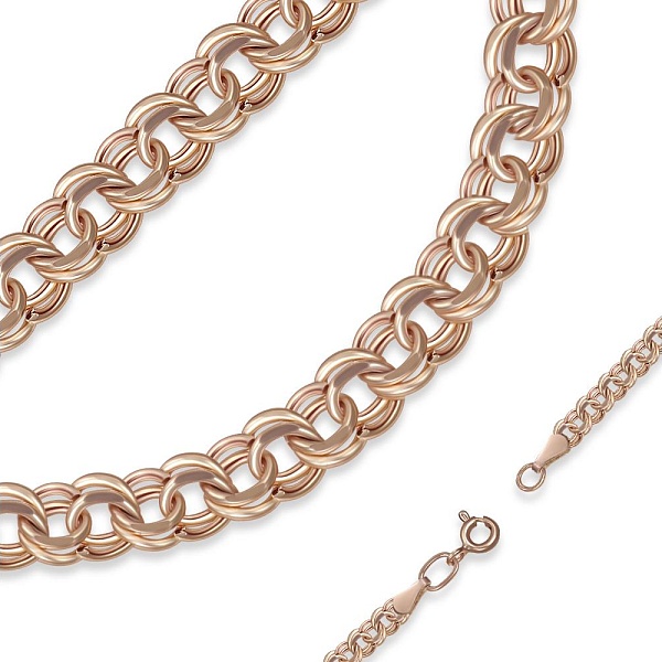 Цепь плетение гарибальди ⌀ нити 0,50 мм  из красного золота