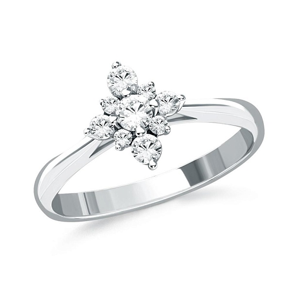 Кольцо из белого золота с 9 муассанитами