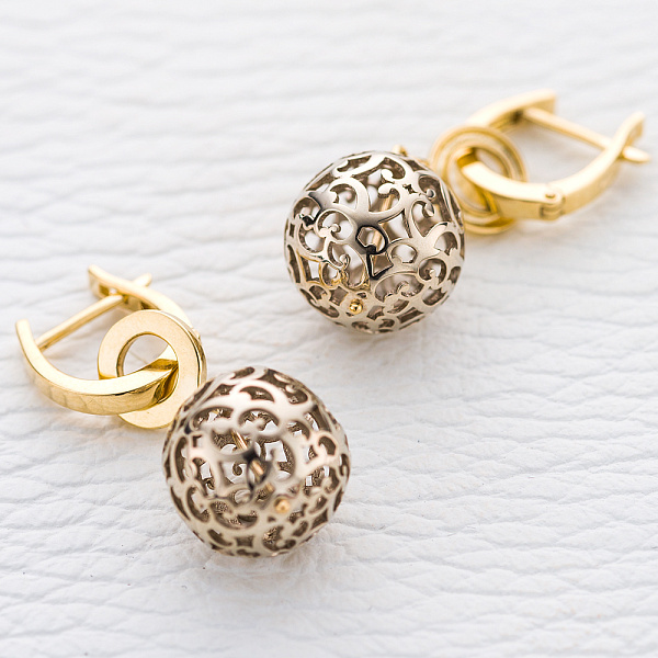 Основа серёг-трансформеров Шары из жёлтого золота без вставок