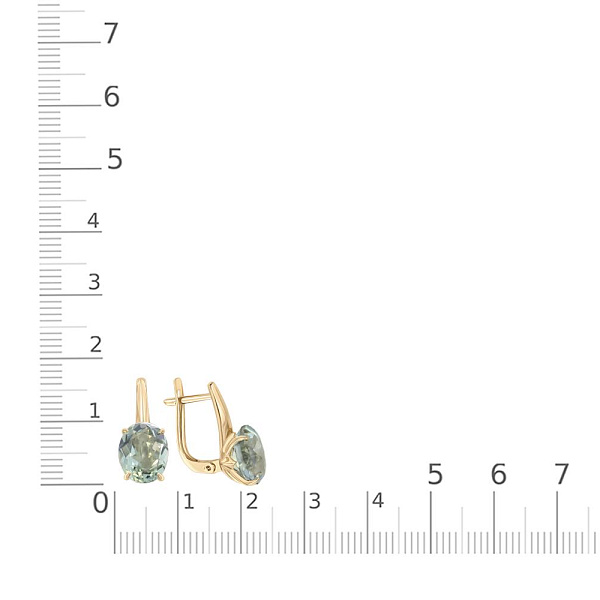 Серьги из жёлтого золота с 2 празиолитами