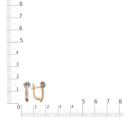Серьги из красного золота с 2 топазами лондон и 14 фианитами