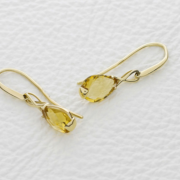Серьги из жёлтого золота с 2 цитринами