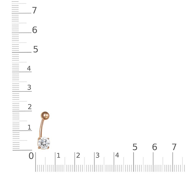 Пирсинг из красного золота с фианитом
