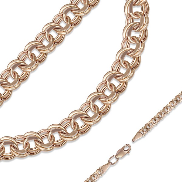 Браслет плетение гарибальди ⌀ нити 0,80 мм  из красного золота без вставок