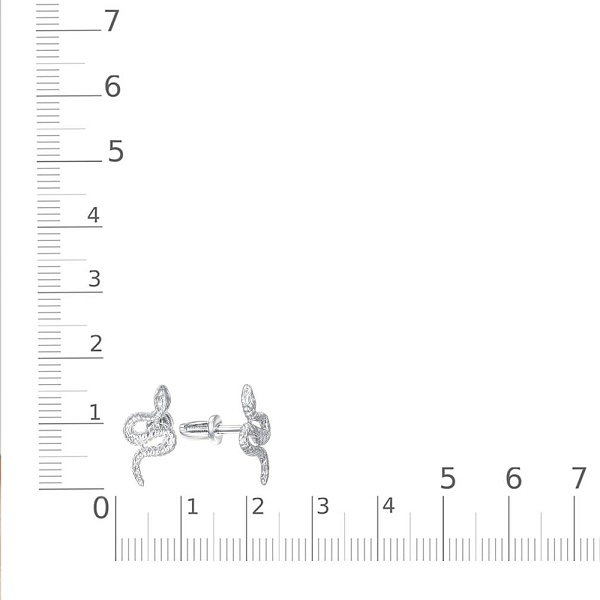 Серьги-пусеты Змеи из белого золота без вставок