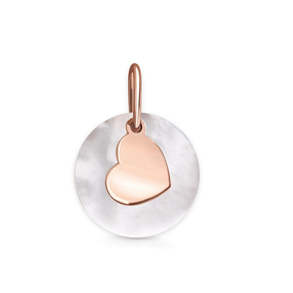 Подвеска Сердце из красного золота с перламутром