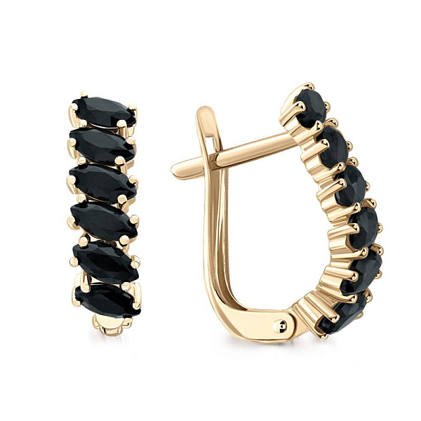 Серьги Дорожки из жёлтого золота с 12 шпинелями