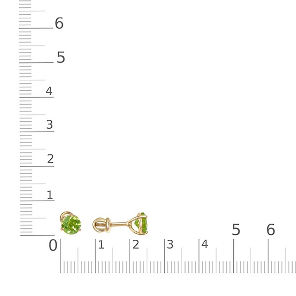 Серьги-пусеты из жёлтого золота с 2 хризолитами