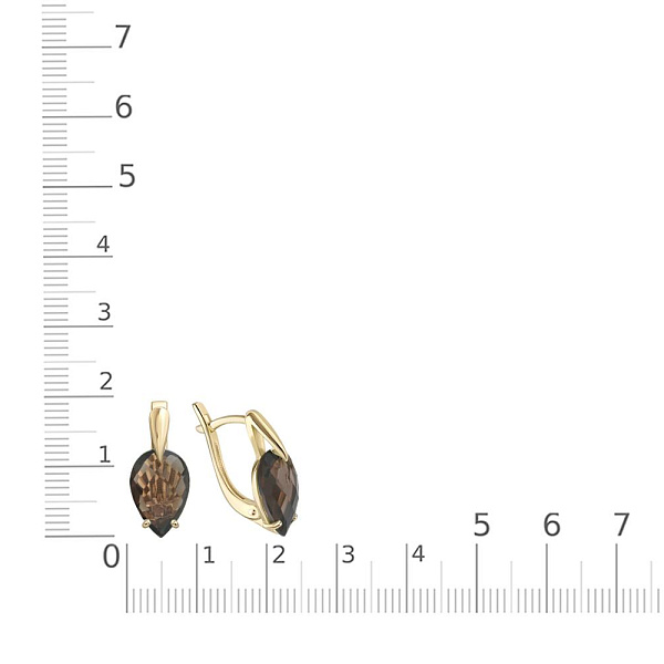 Серьги из жёлтого золота с 2 раухтопазами