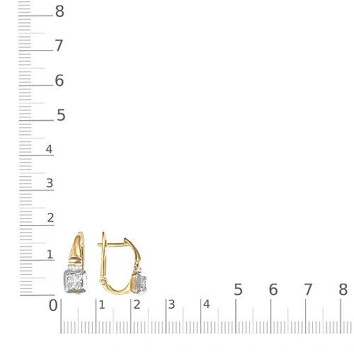 Серьги Квадраты из жёлтого золота с 10 бриллиантами