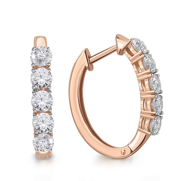 Серьги Дорожки из красного золота с 10 фианитами