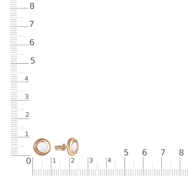 Серьги-пусеты из красного золота с перламутром