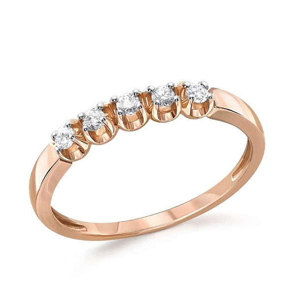 Кольцо Дорожка из красного золота с 5 выращенными бриллиантами