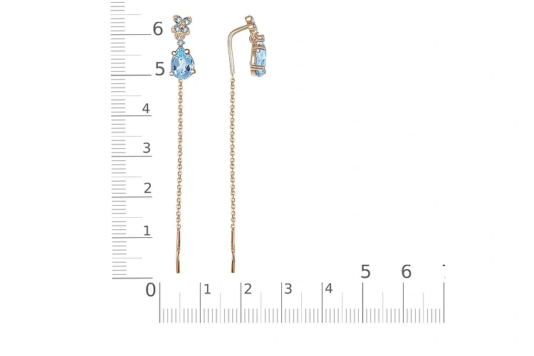Серьги-продёвки Цветы из красного золота с 12 топазами swiss