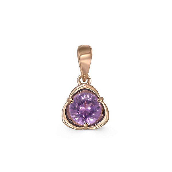 Подвеска Цветок из красного золота с аметистом