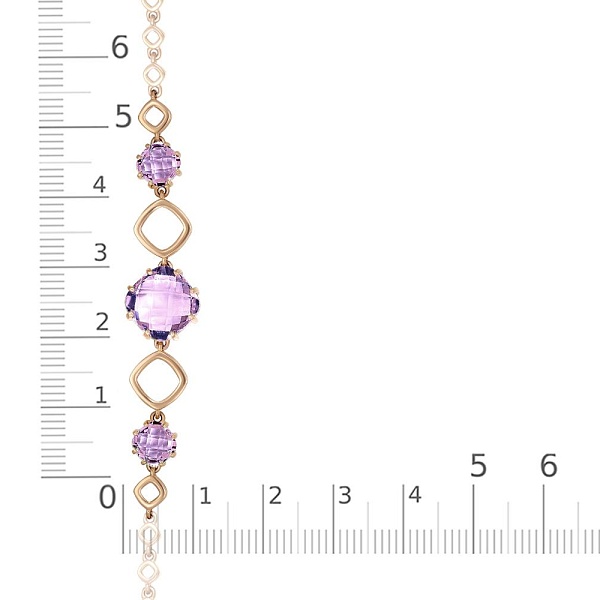 Браслет из красного золота с 3 аметистами