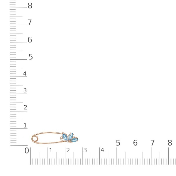 Булавка Цветок из красного золота с 3 топазами swiss и фианитом