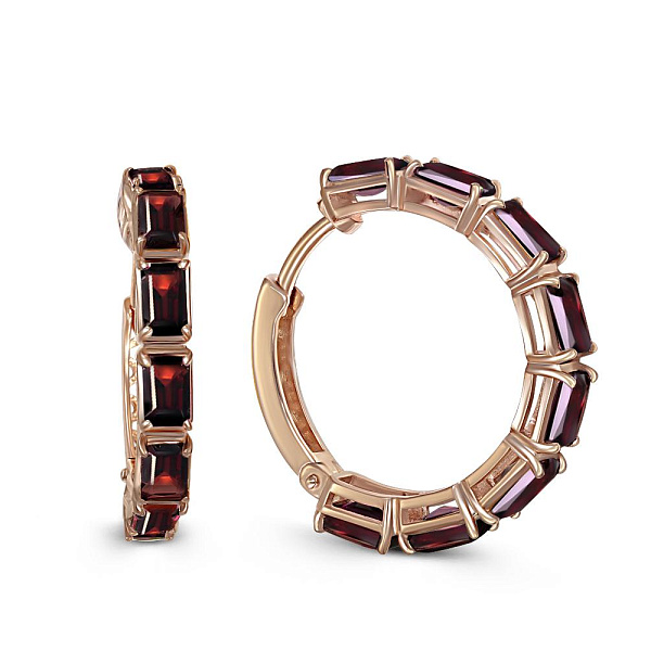 Серьги из красного золота с 16 гранатами