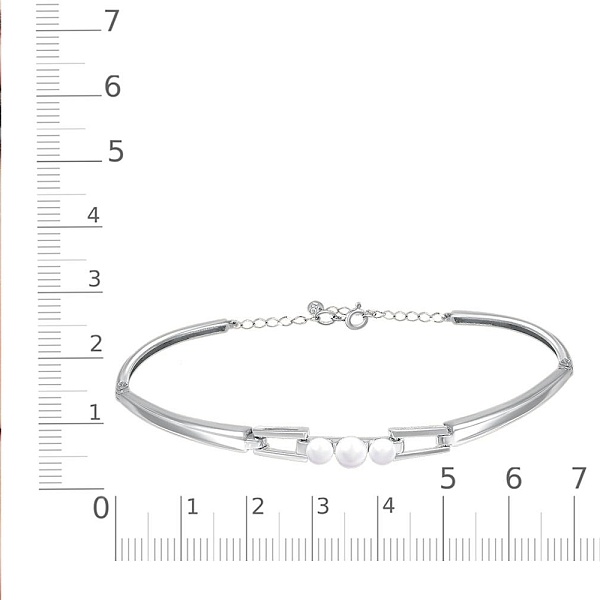 Браслет из белого золота с 3 жемчужинами