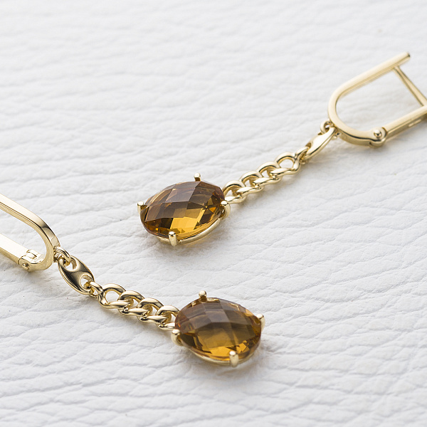 Серьги из жёлтого золота с 2 султанитами