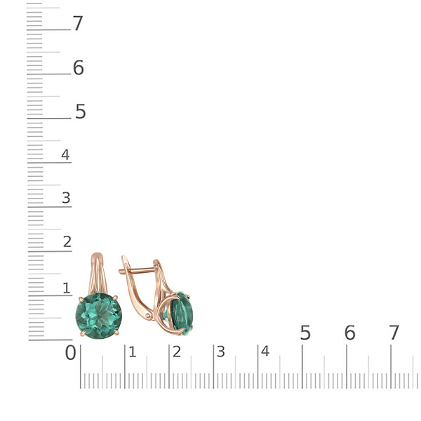 Серьги из красного золота с 2 кварцами