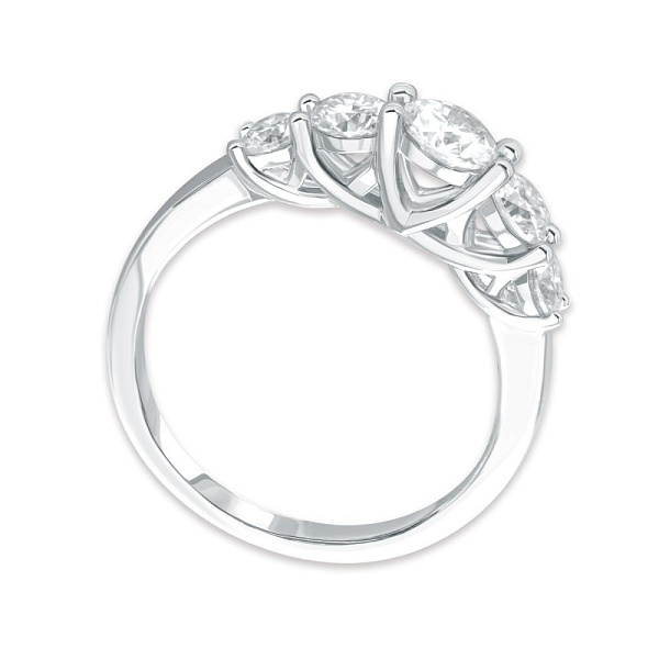 Кольцо Дорожка из белого золота с 5 муассанитами