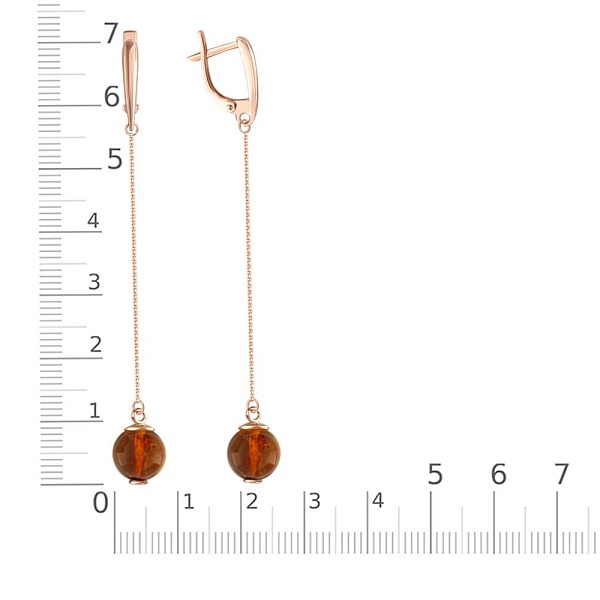 Серьги из красного золота с янтарём